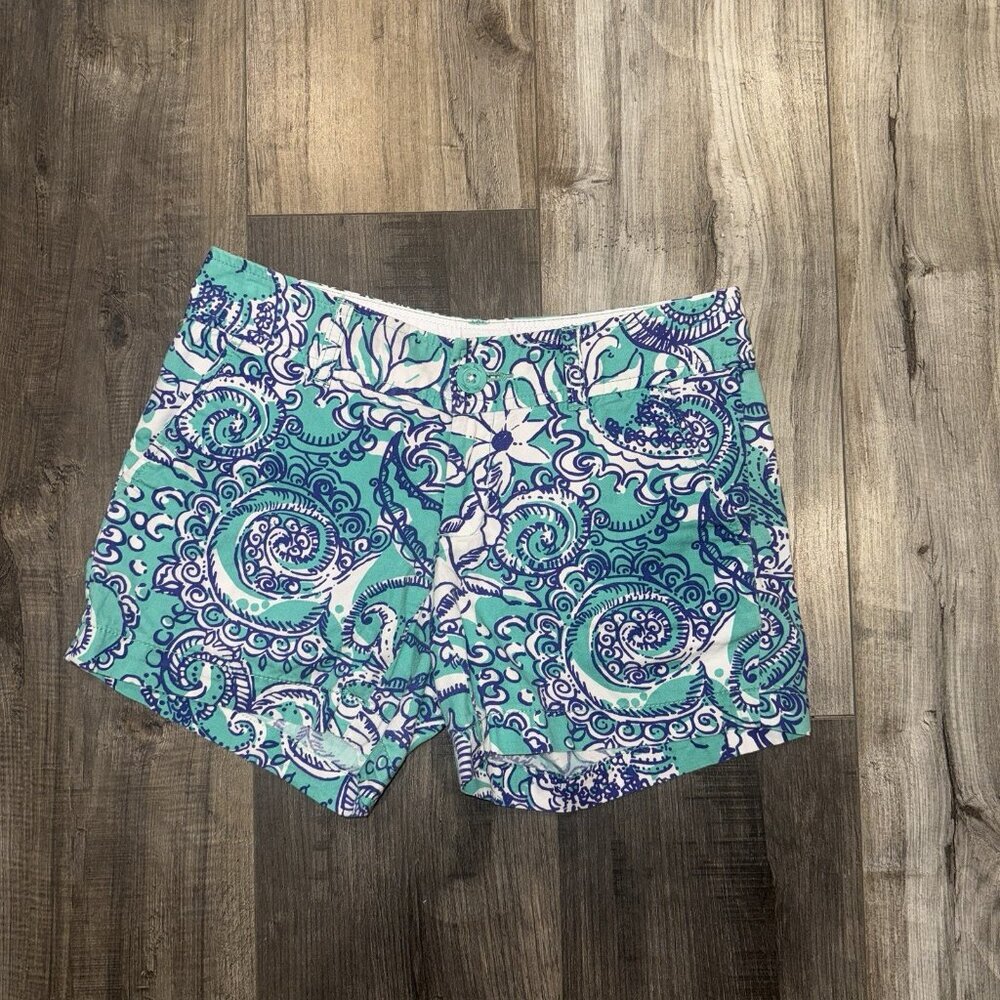 Lilly Pulitzer Shorts Womens 00 Callahan Seafoam Green Montauk Preppy‎ Beach